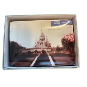 Restoration Hardware Carte Postale Set of 4 Appetizer Plates w/Box, 5” x…